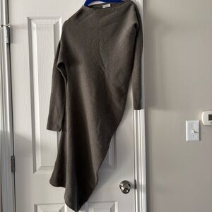 Brunello Cucinelli Charcoal Asymmetrical Dress L M gray brown
